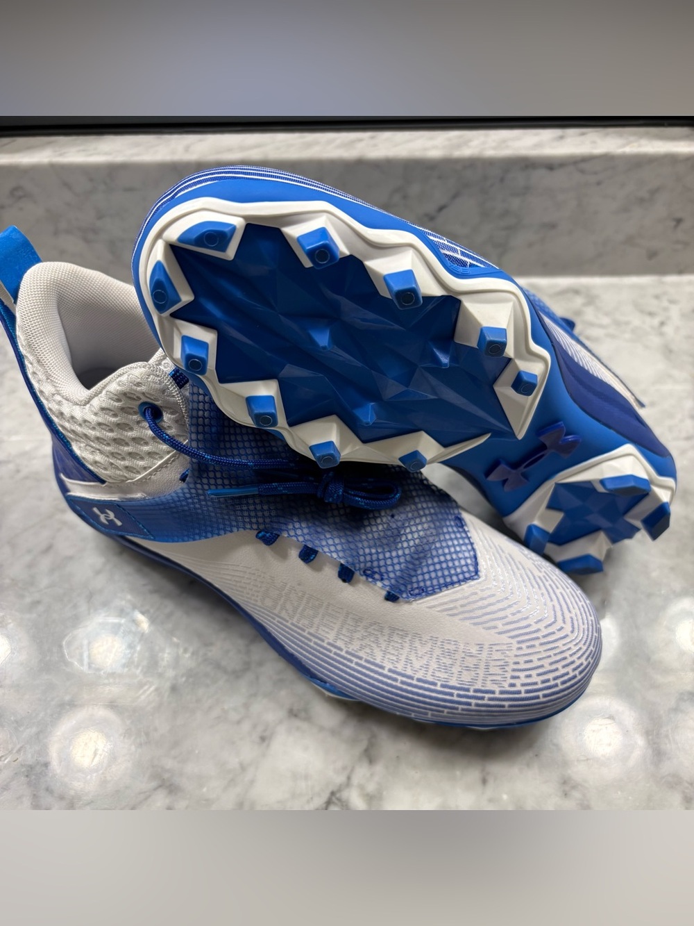 Under Armour Hammer MC 2.0 White / Blue 3027306-105 Men 10.5 NWOT Football Cleat
